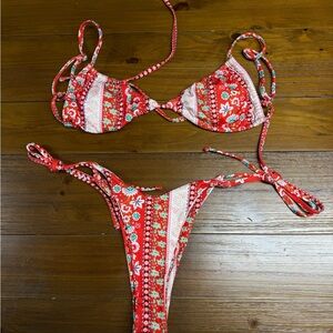 Red Floral Bikini